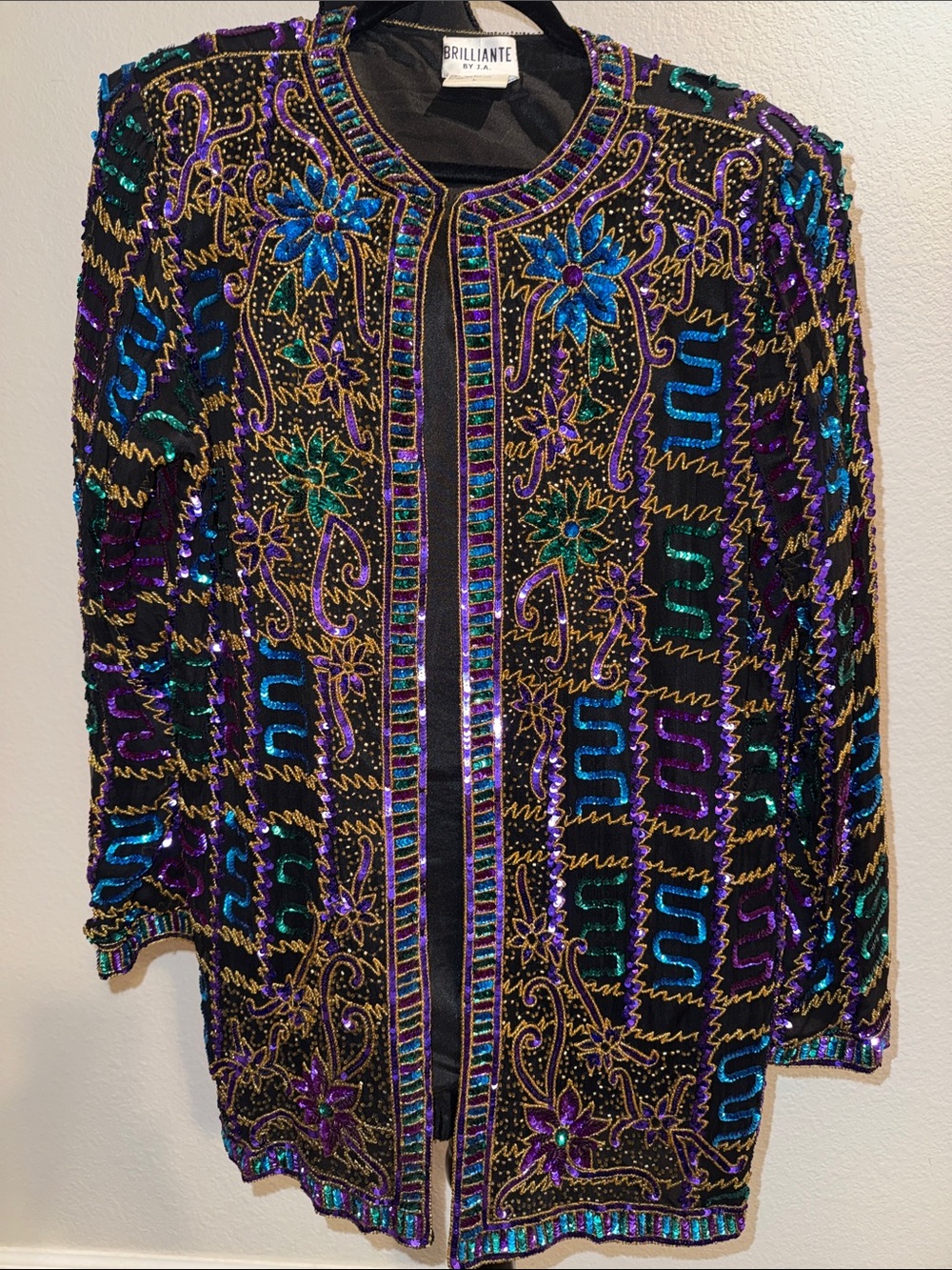 Vintage Brilliante JA Embellished Black Floral Sequin Jacket Deborah Vance ⭐️ - Picture 17 of 17